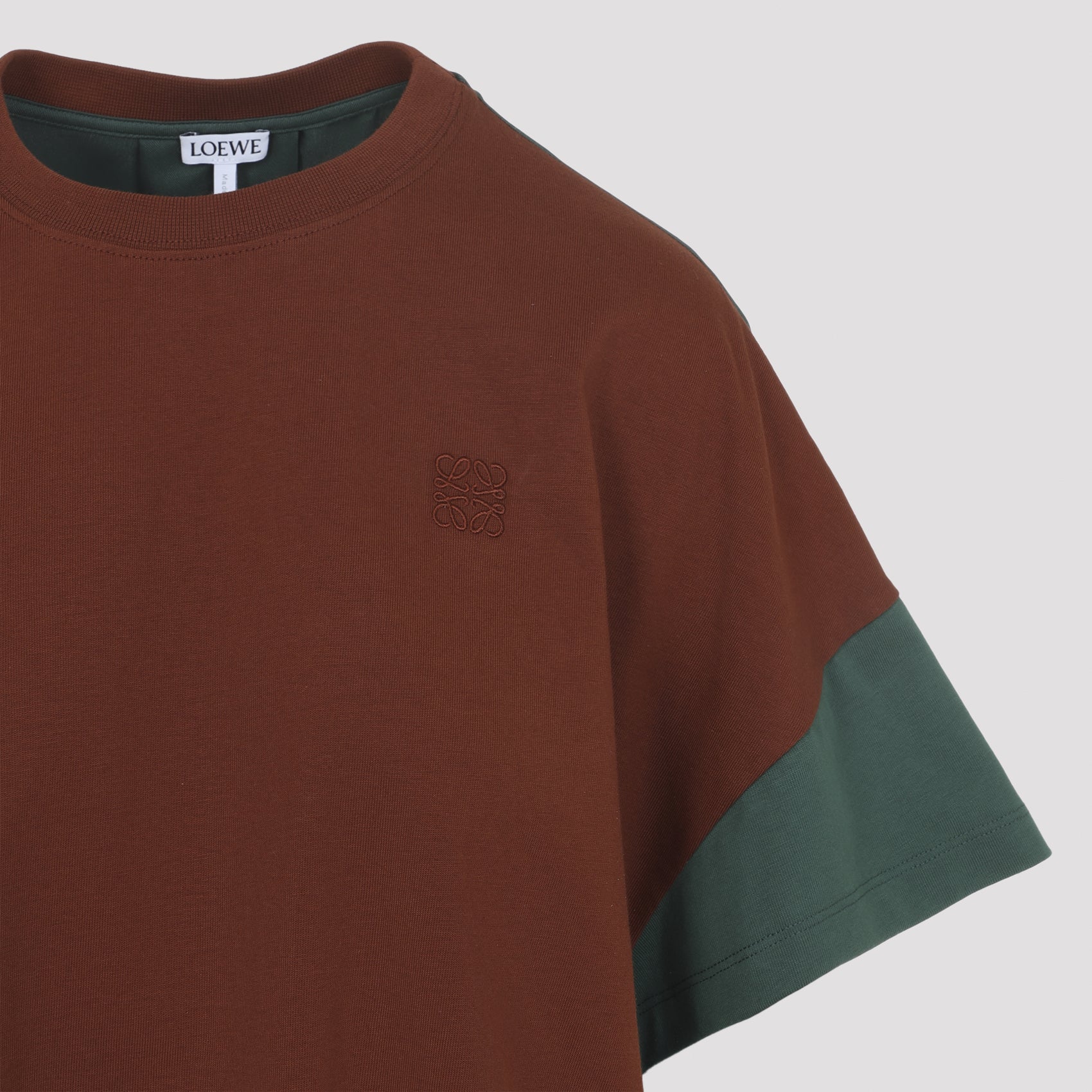 Color Block T-Shirt with Cotton-Silk Blend