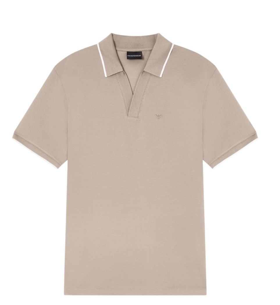 V Neck Pique Polo Collar Shirt