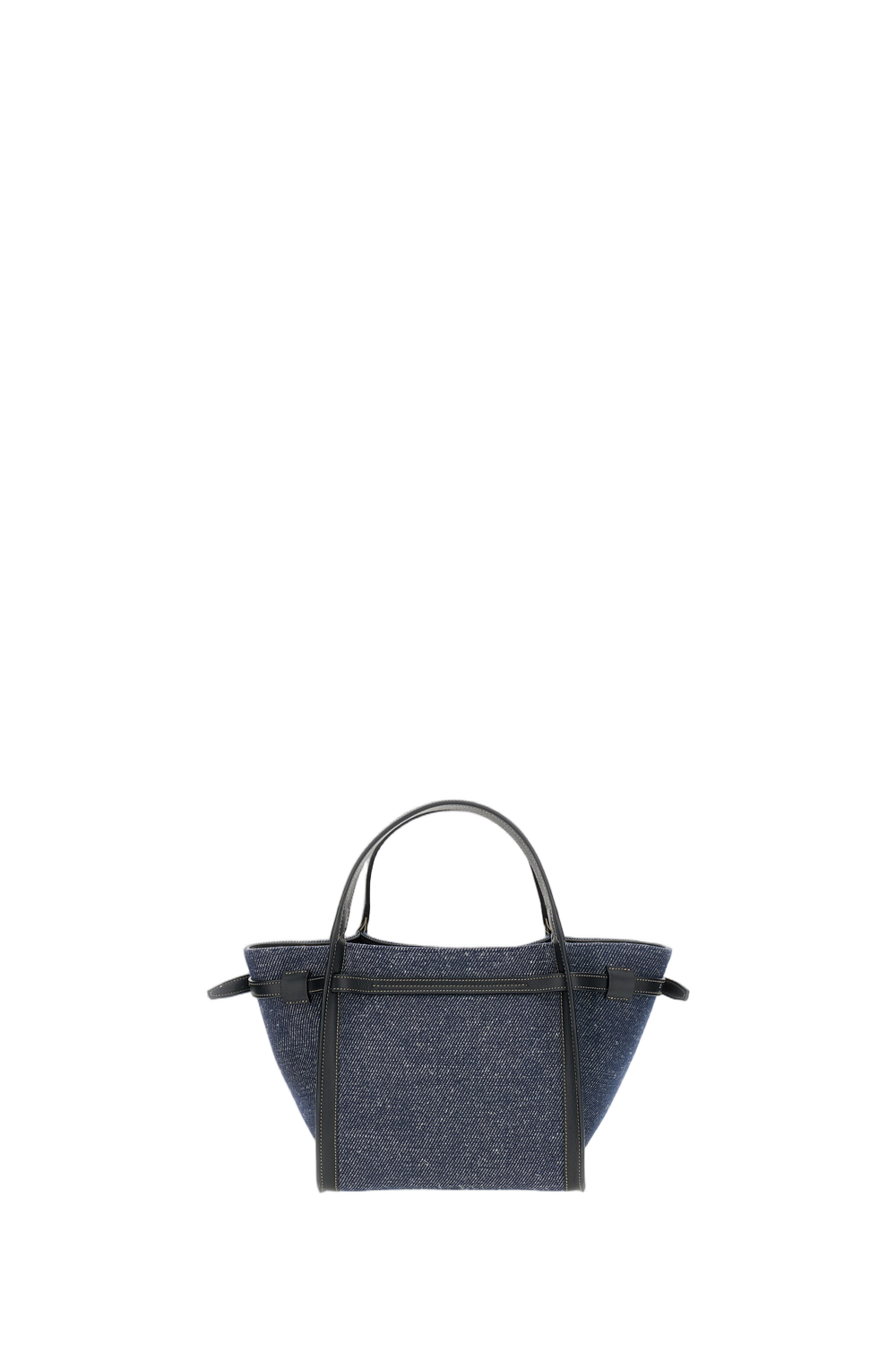Structured Fabric Shopping Bag with Leather Accents