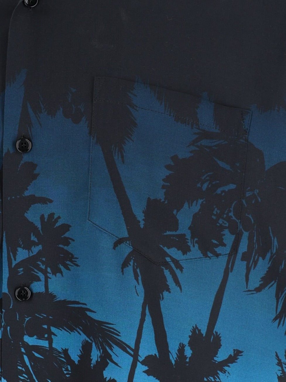 Short-Sleeved Camp Collar Shirt With Multicolor Palm Print
