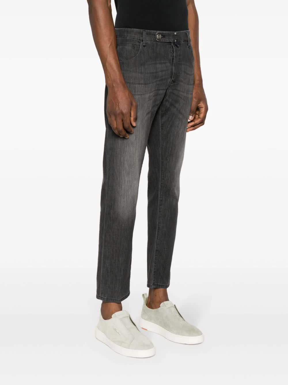 Black Pantalone Slim-Fit Washed Denim Pants