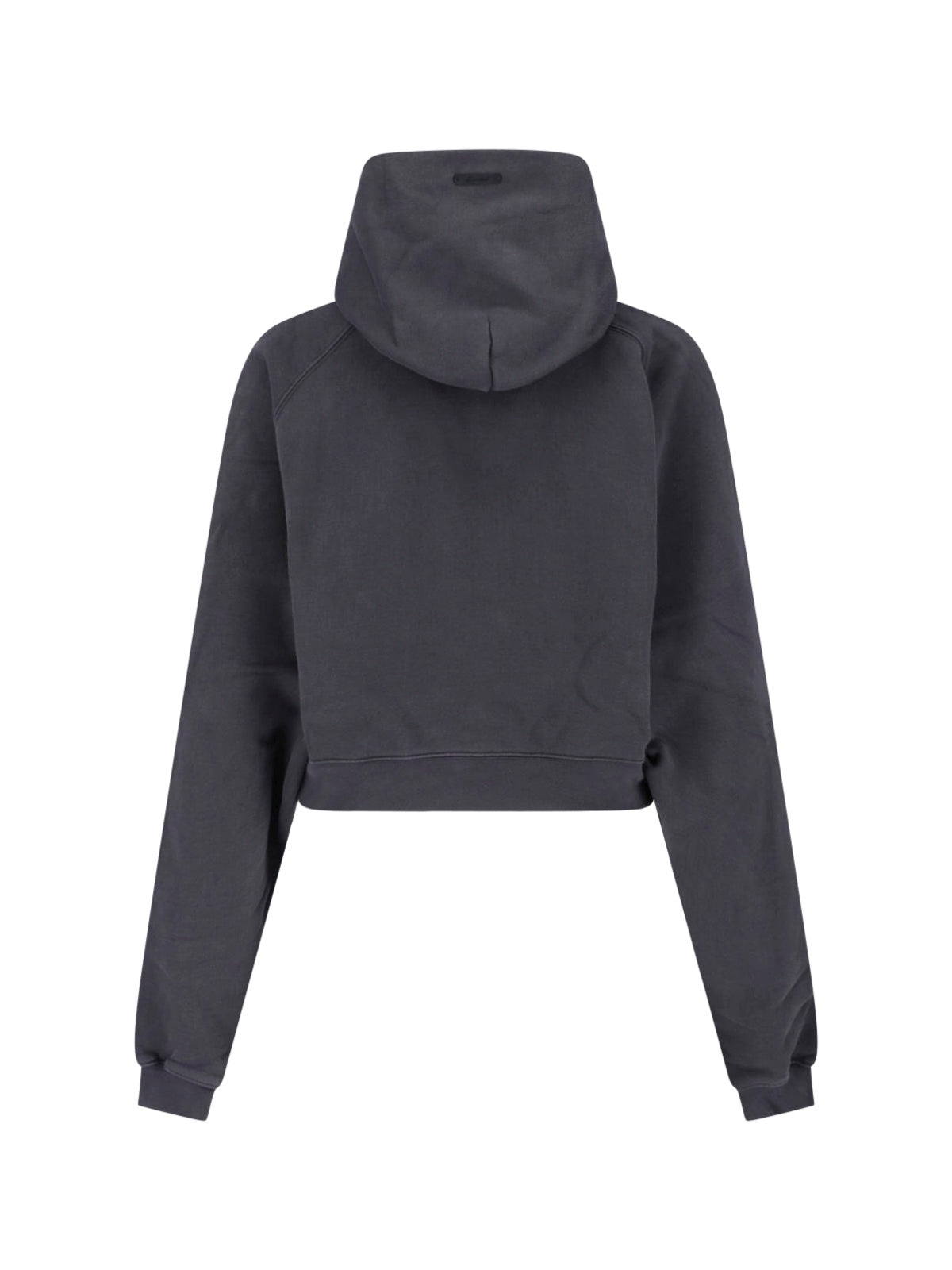 Black Cropped Arched Logo Hooded Sweatshirt