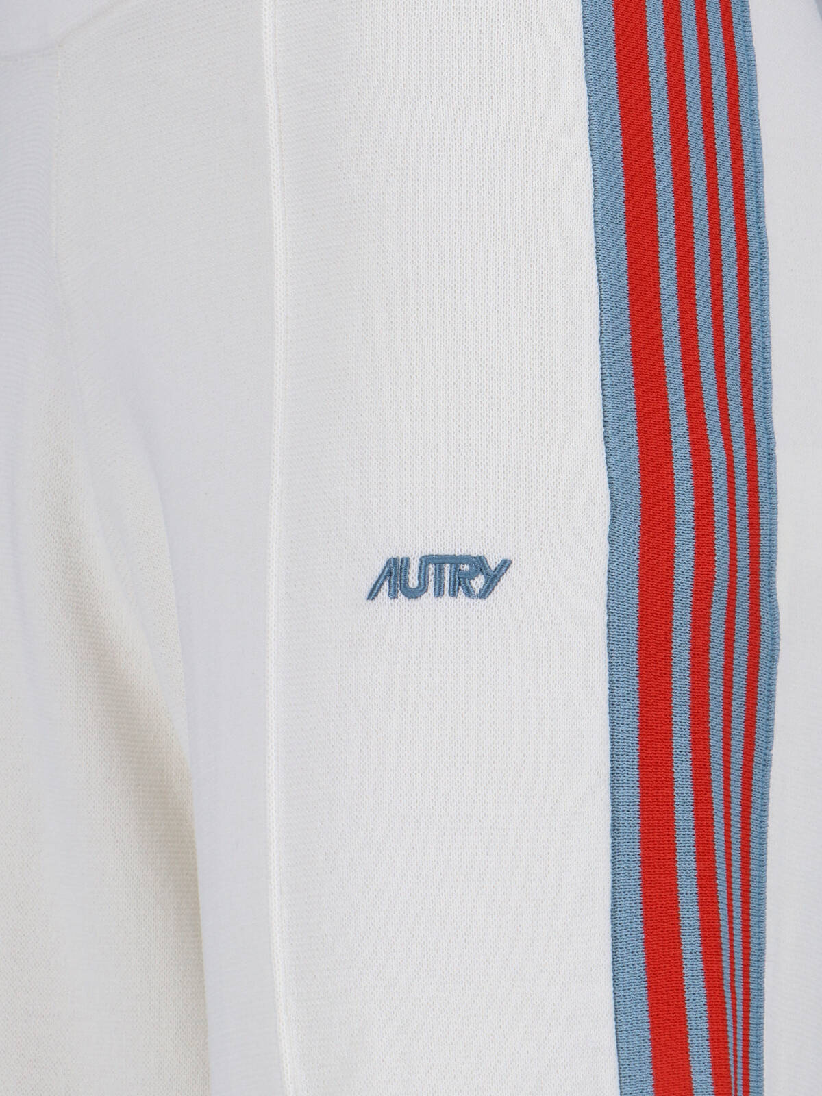 White Logo Sweatpants with Contrast Side Stripes