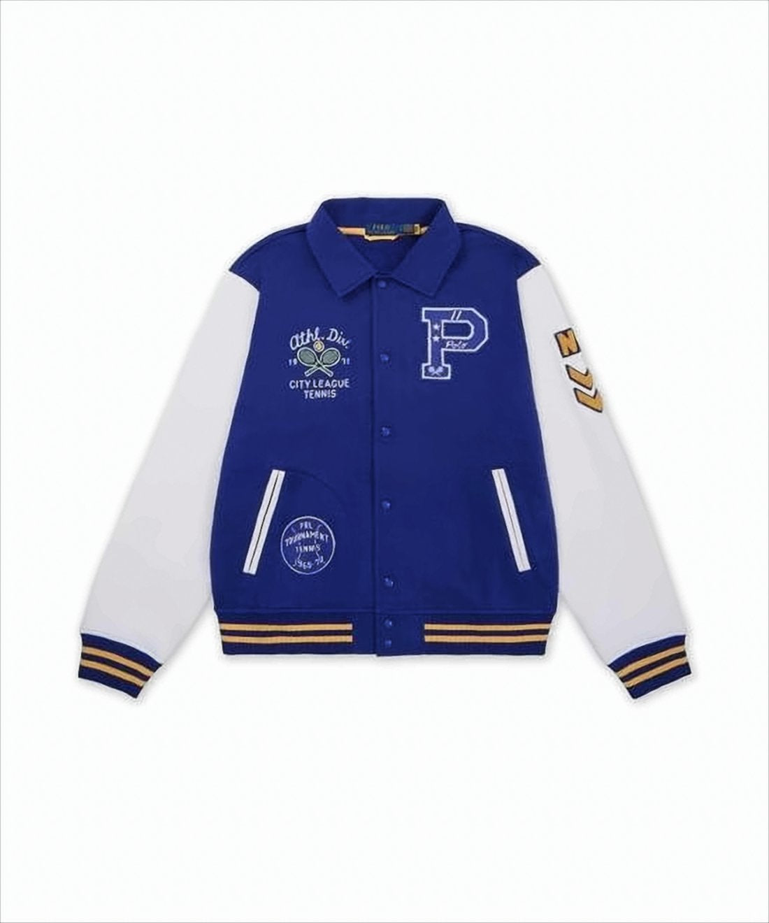 Varsity-Style Fleece Jacket with Tennis-Themed Accents