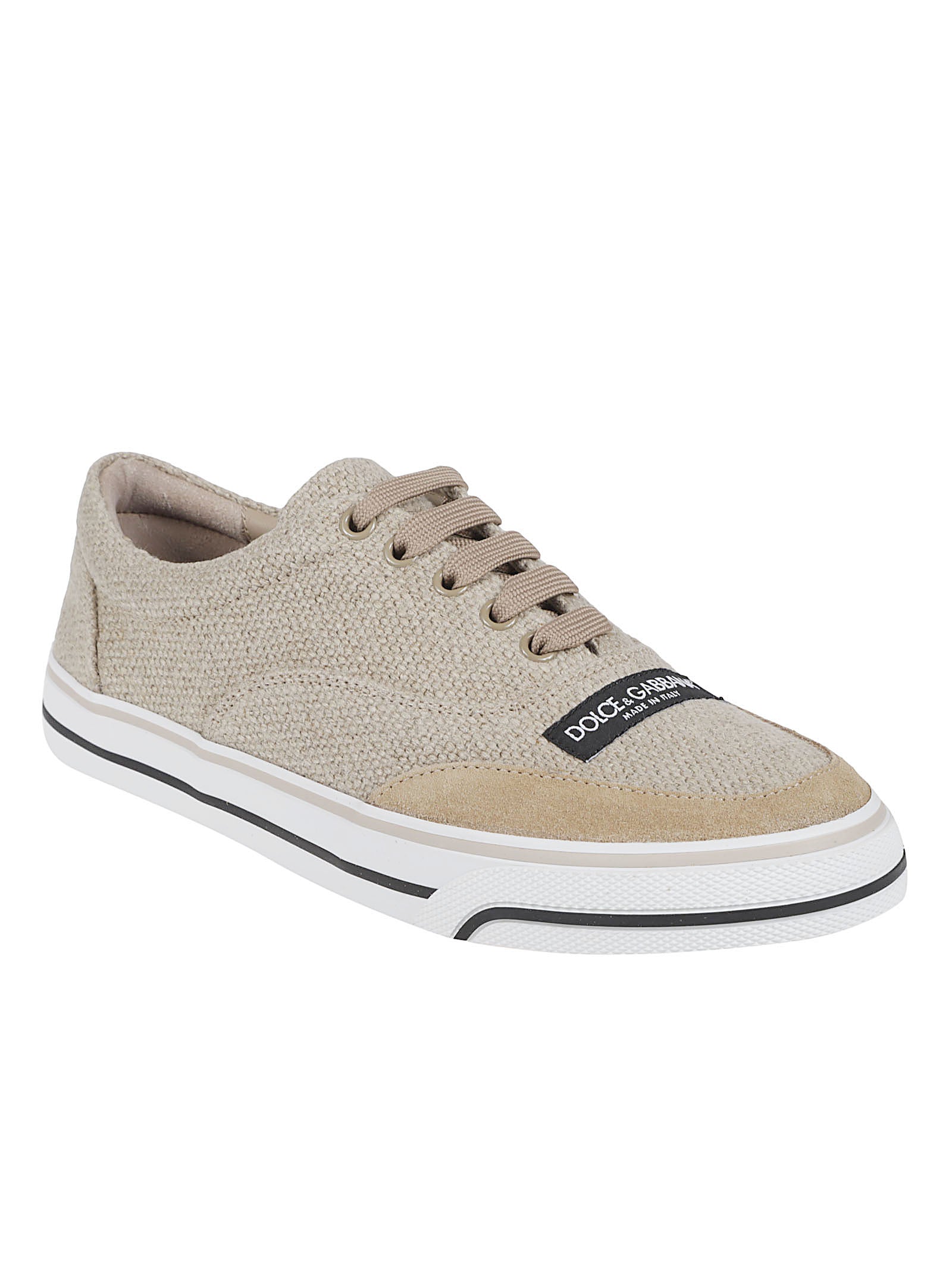 Textured Fabric and Suede Low-Top Sneakers