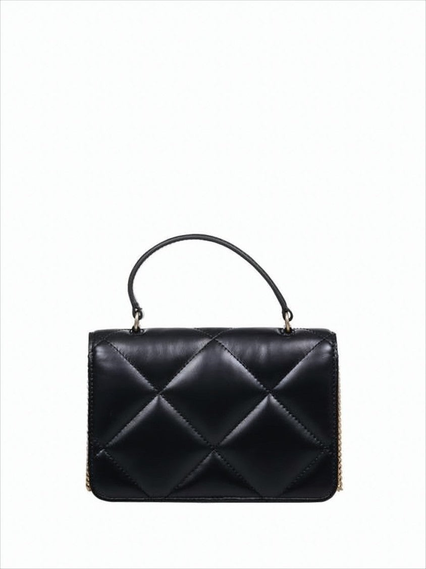Quilted Leather Tote Bag with Gold-tone Chain Strap