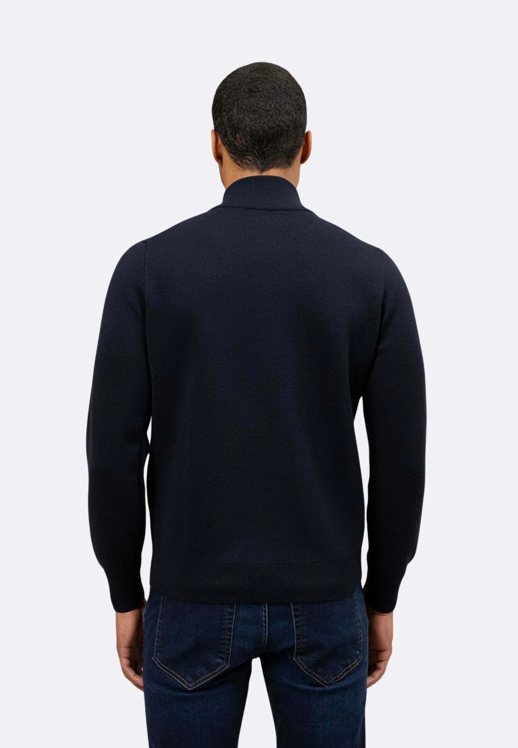 Navy Blue Wool Buttoned Cardigan