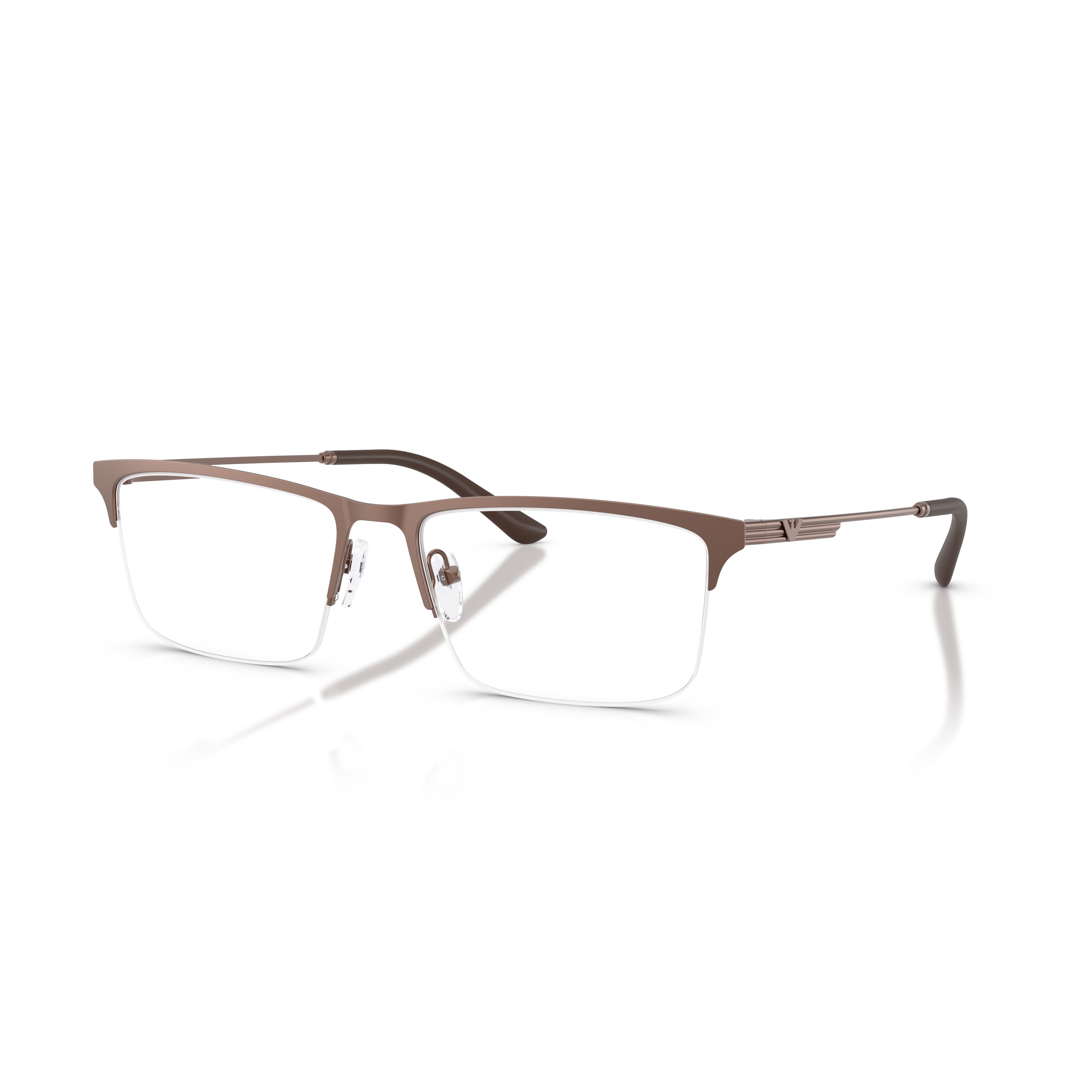 0ea1177 Semi-Rimless Rectangular Eyeglasses with Matte Brown Frame