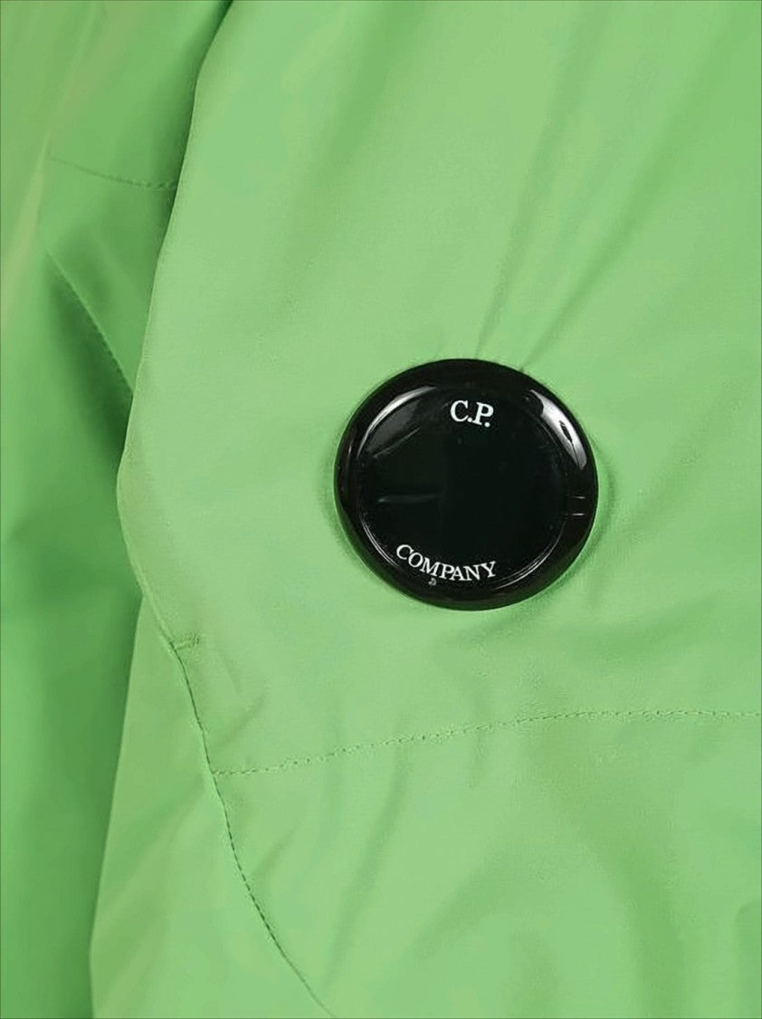 Vibrant Green Lightweight Hooded Jacket With Zip Closure And Patch