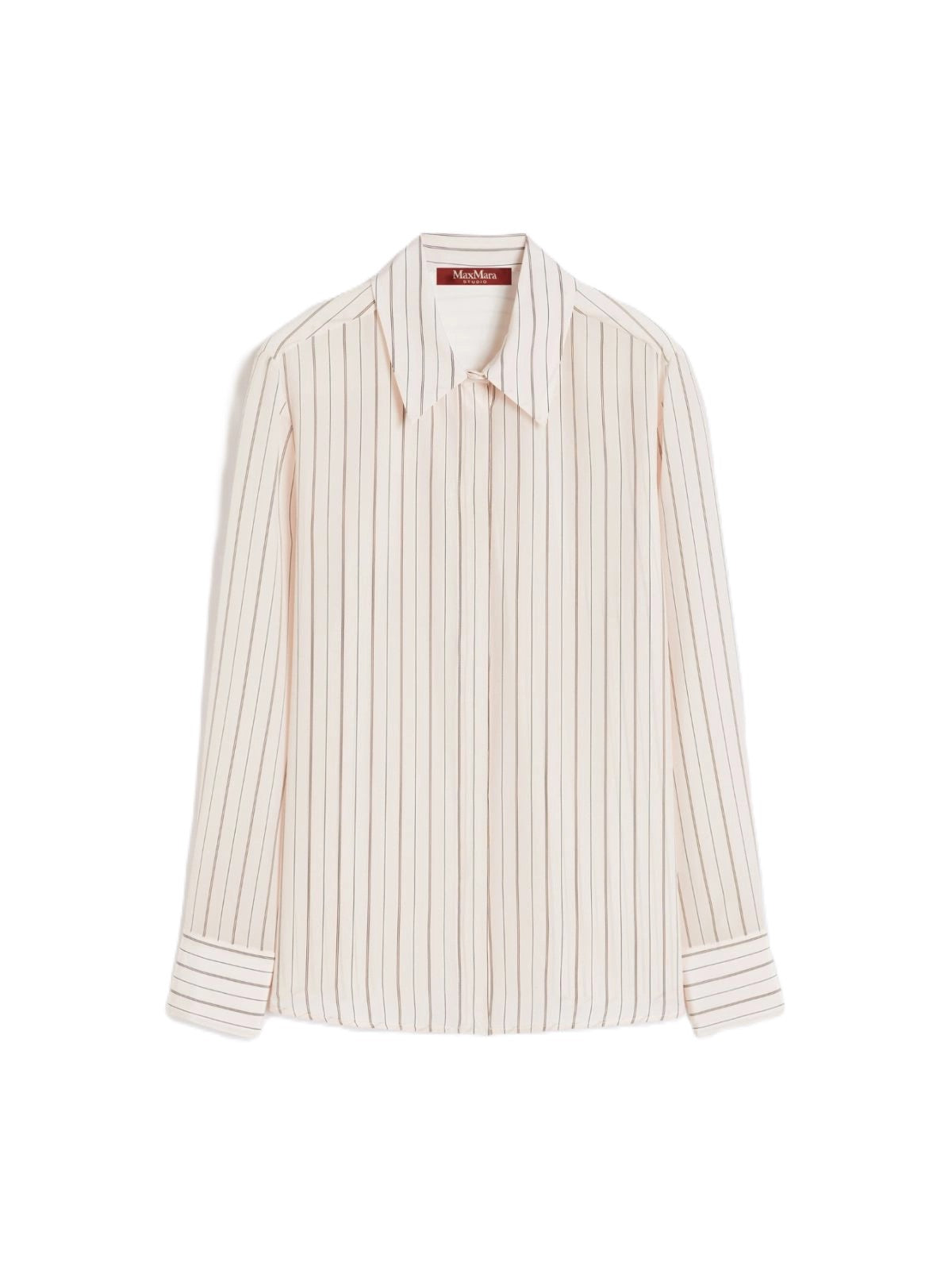 Long-Sleeved Blouse with Classic Collar and Vertical Stripes