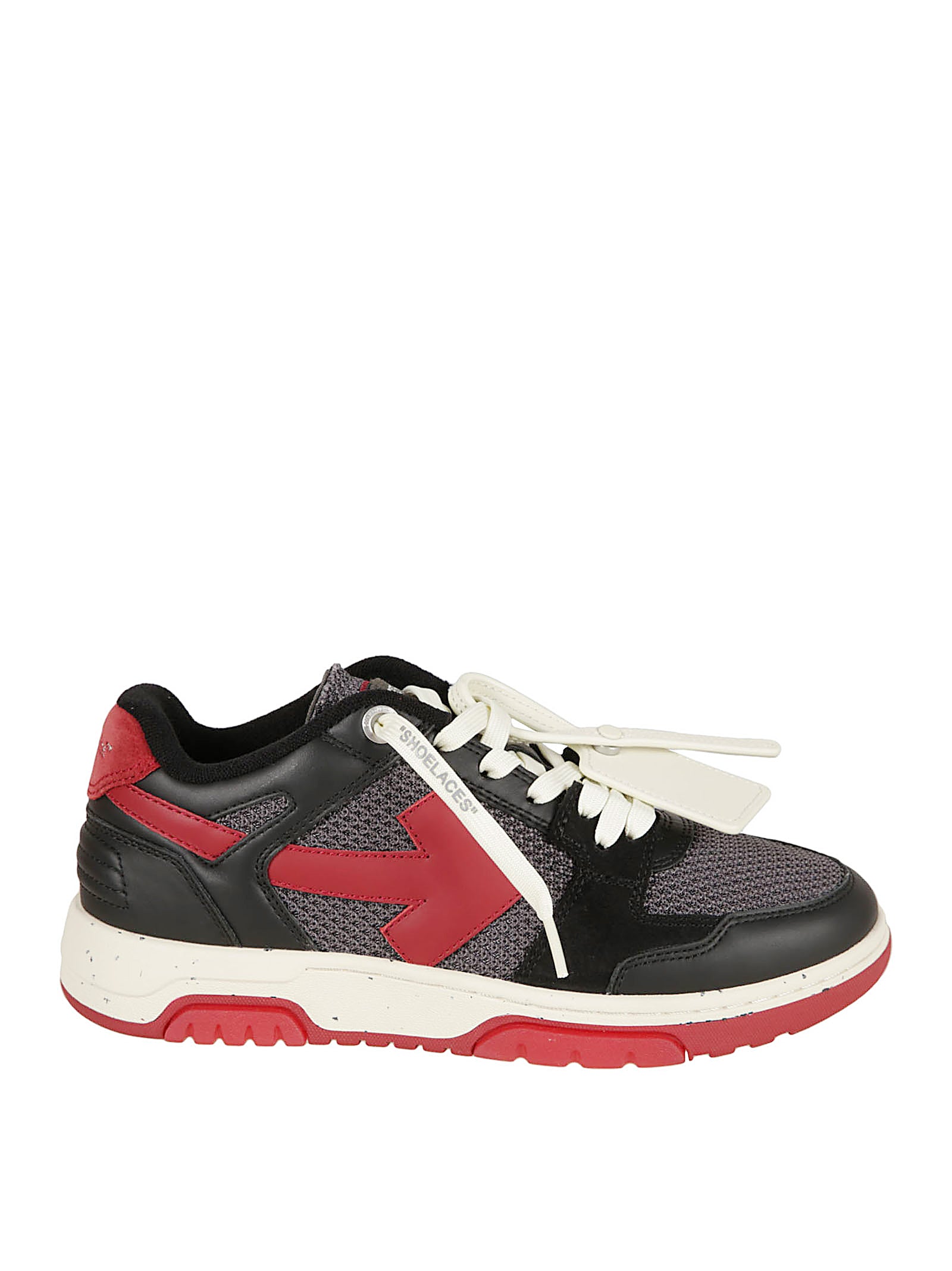 Sporty Black Mesh And Leather Off-White Sneakers