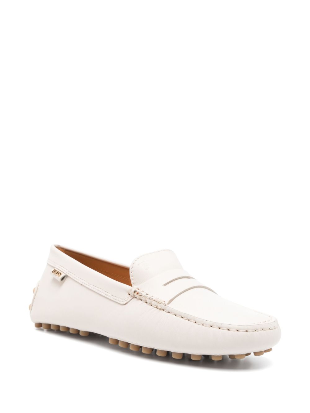 Calfskin Leather Flats with Pebbled Sole