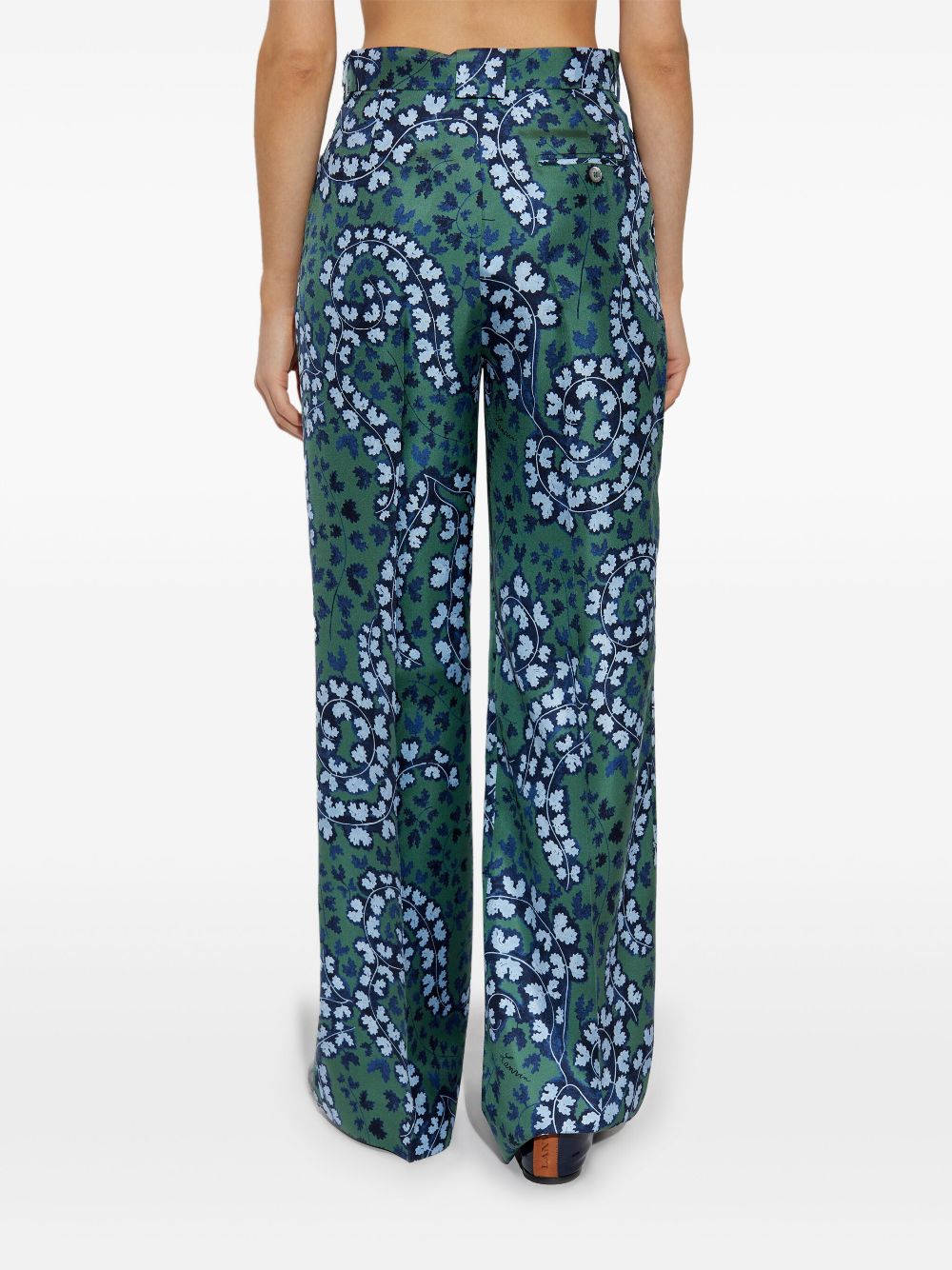 Forest Green Patterned Wide Leg Trousers