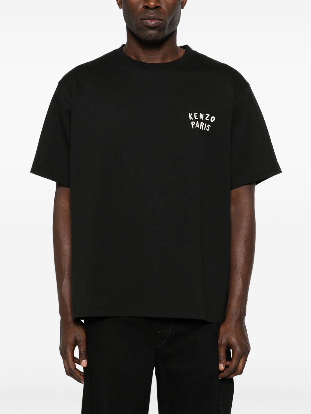 Black Short-Sleeve T-Shirt with Graphic Design