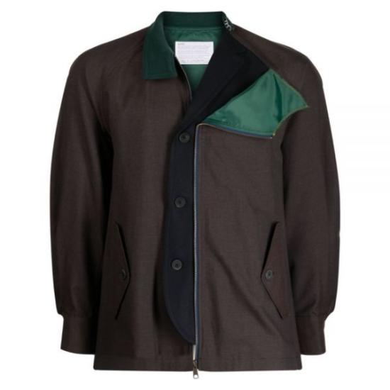 Brown Textured Jacket with Collar