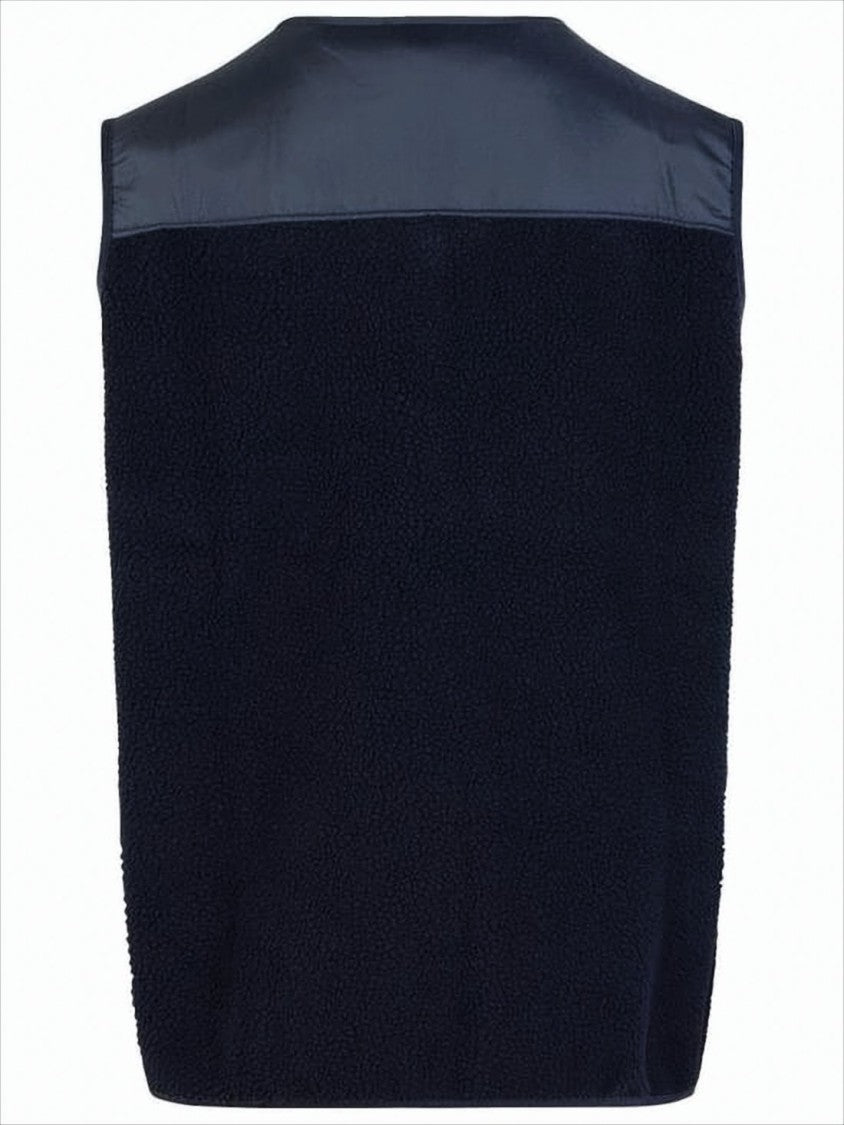 Textured Black Sleeveless Vest with Contrasting Panels
