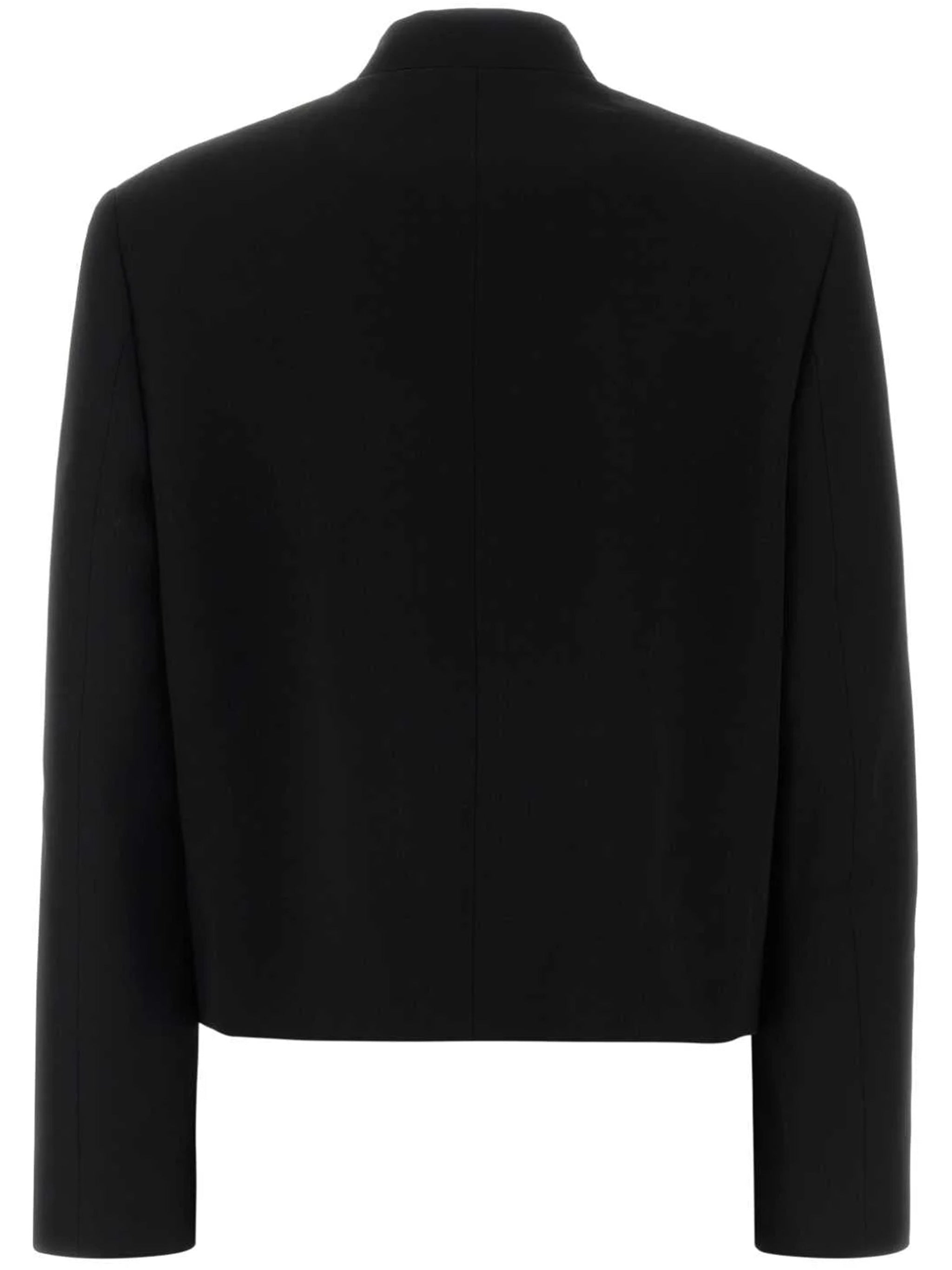 Black Cropped Stand Collar Jacket