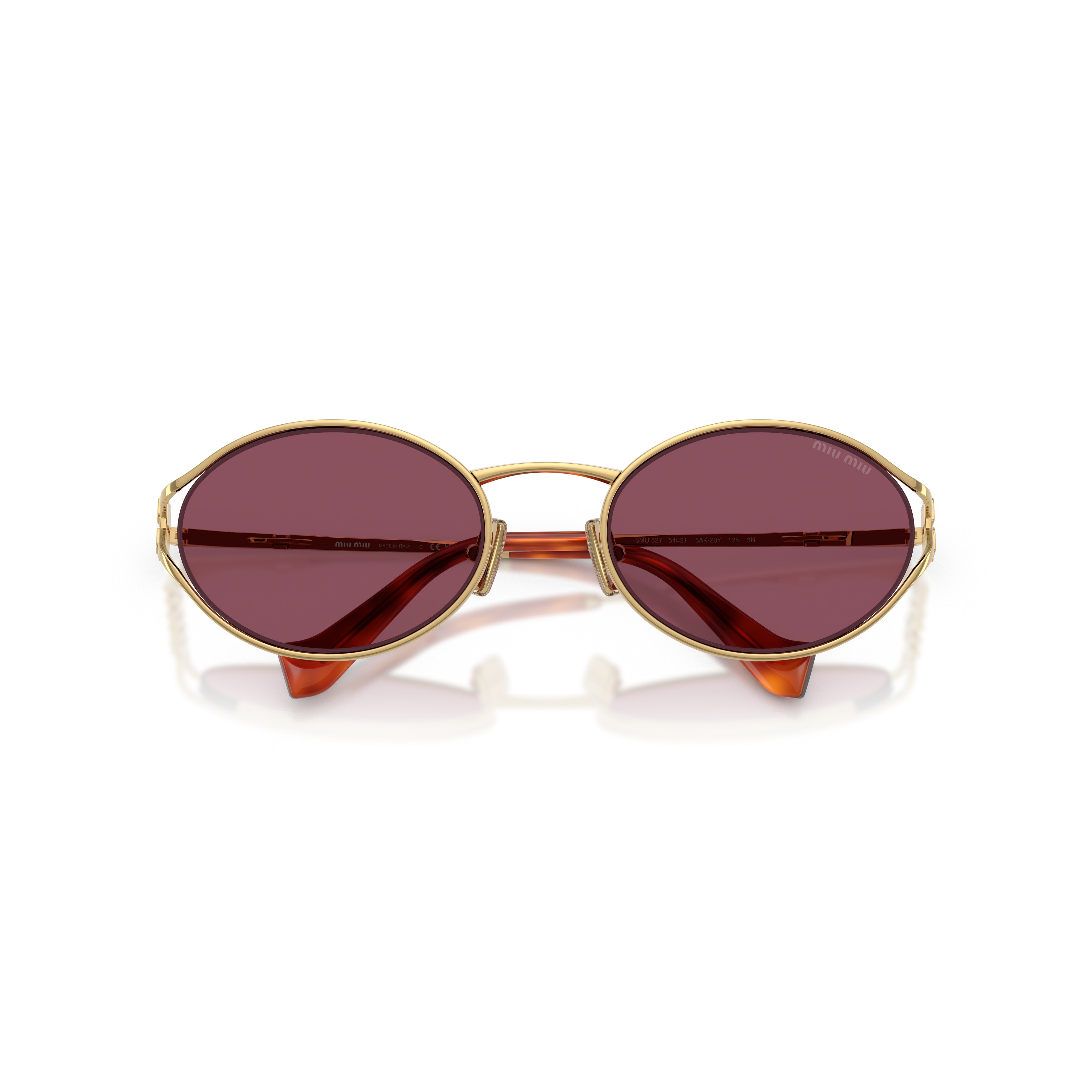 0mu 52ys Burgundy Lens Oval Sunglasses