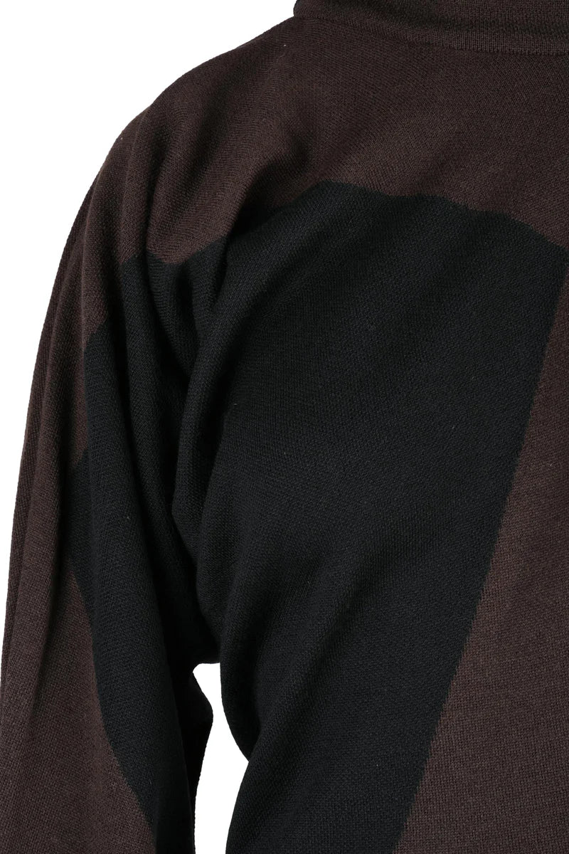 Women's Asymmetric Long Dress - Black/Brown
