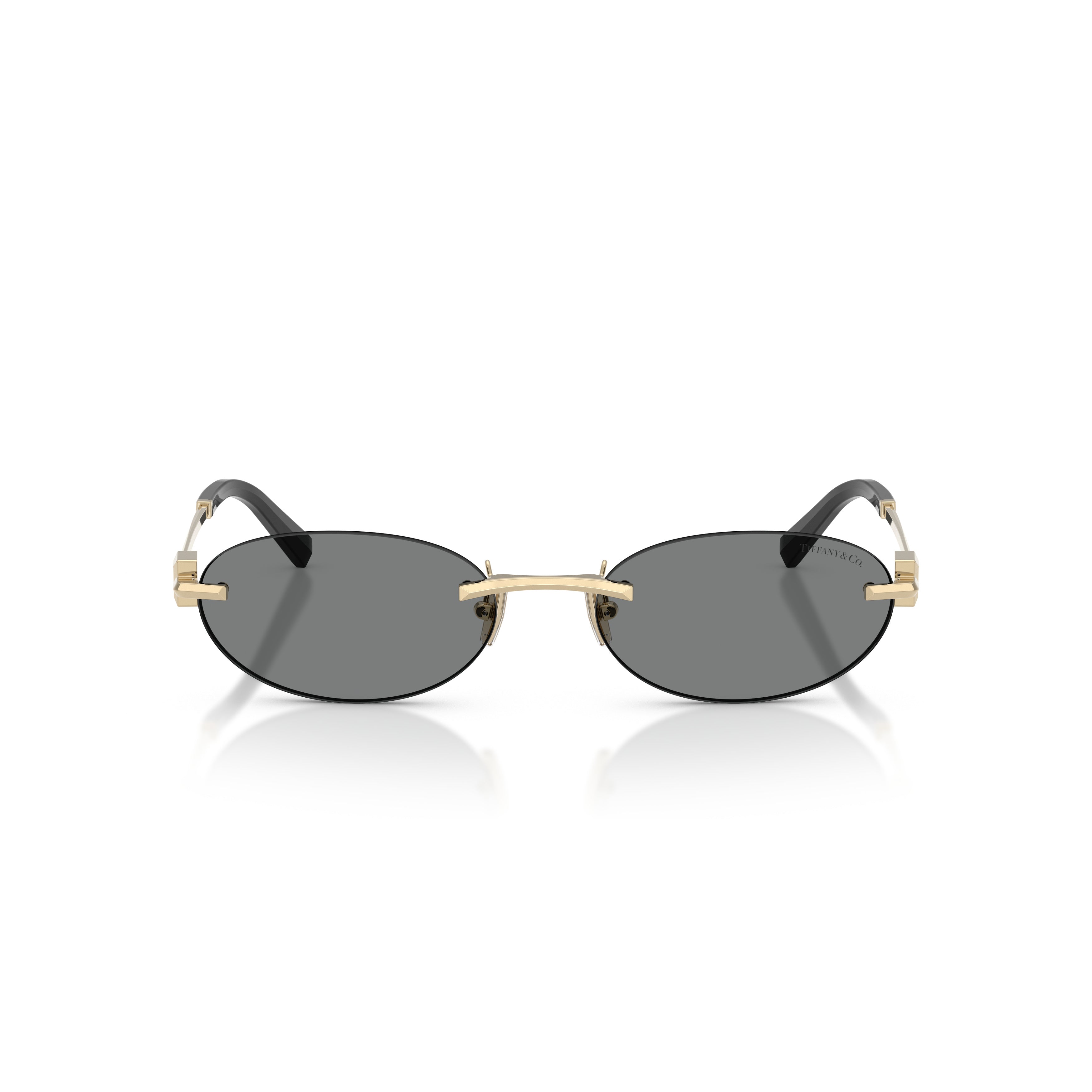Oval Rimless Sunglasses With Gold-Tone Metal Frame