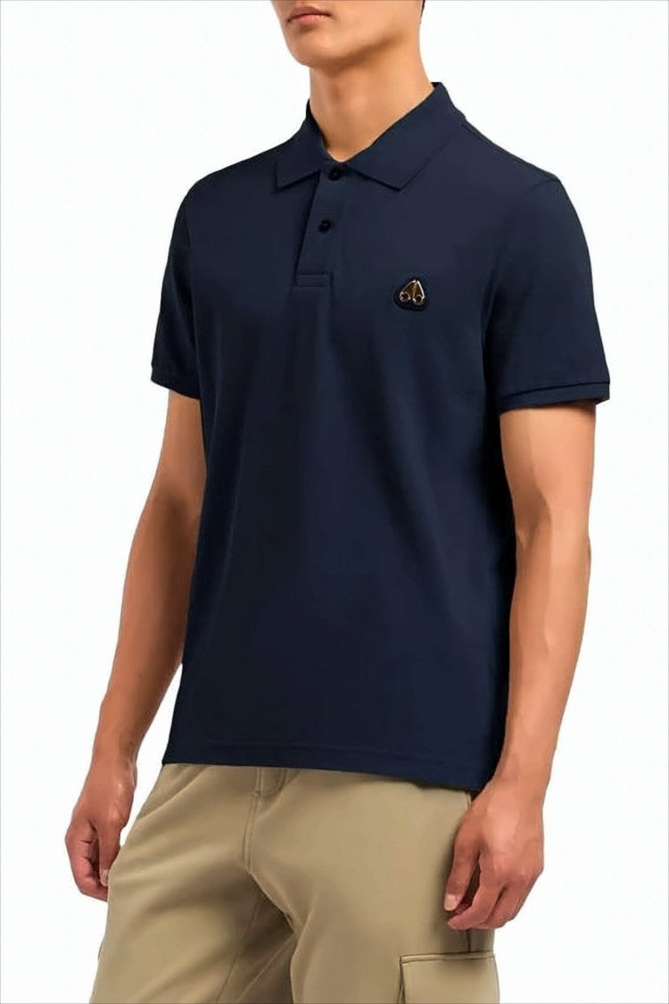 Blue Short-Sleeve Polo Shirt with Traditional Collar