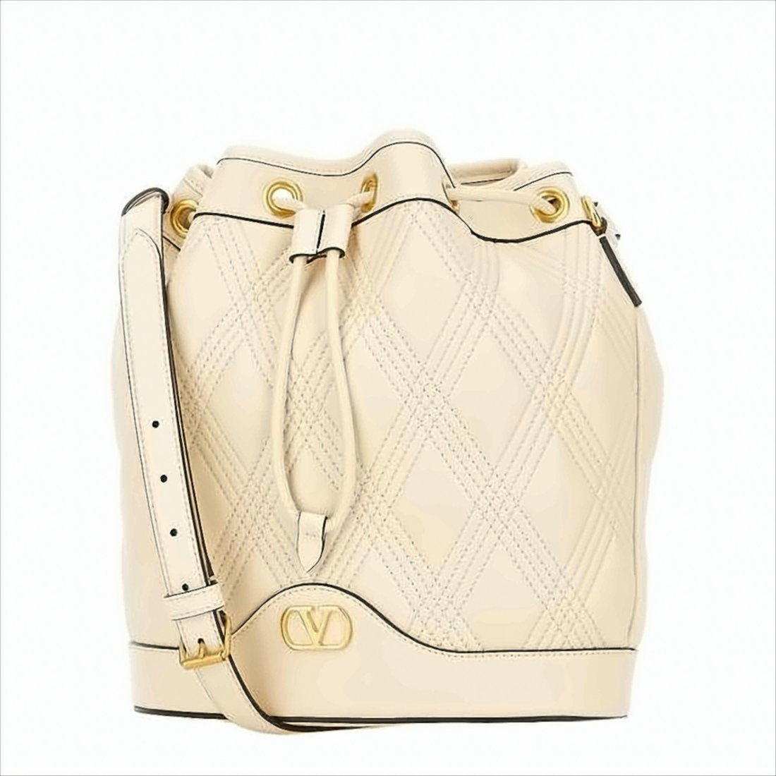 Diamond-Quilted Calf Leather Bucket Bag