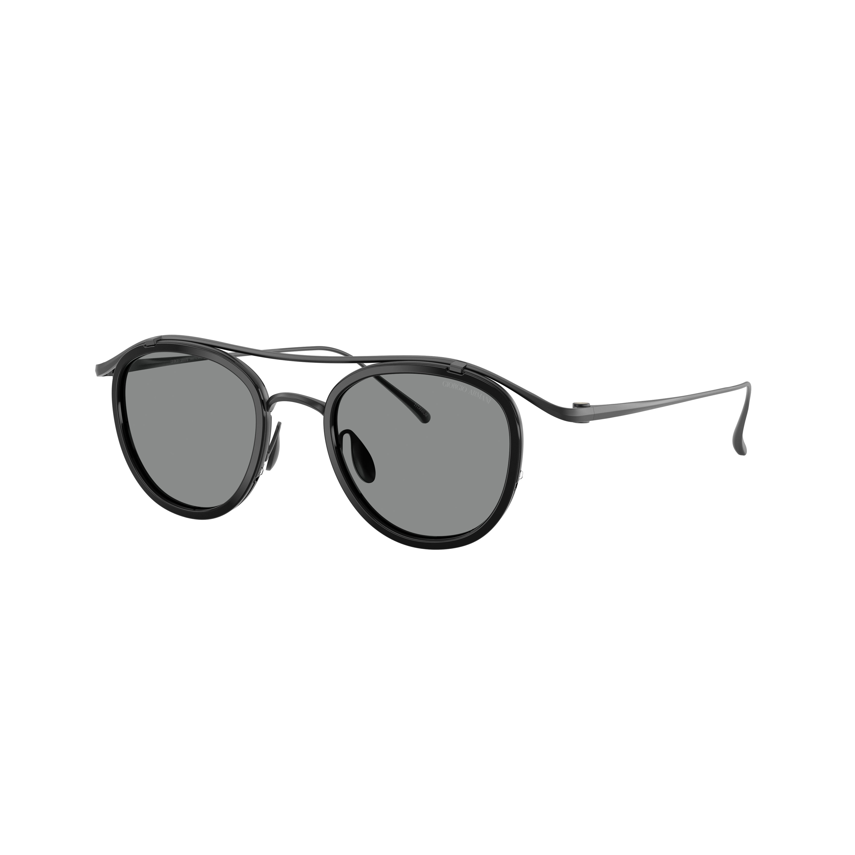 0ar6179t Rounded Black Titanium Sunglasses with Double Bridge Design