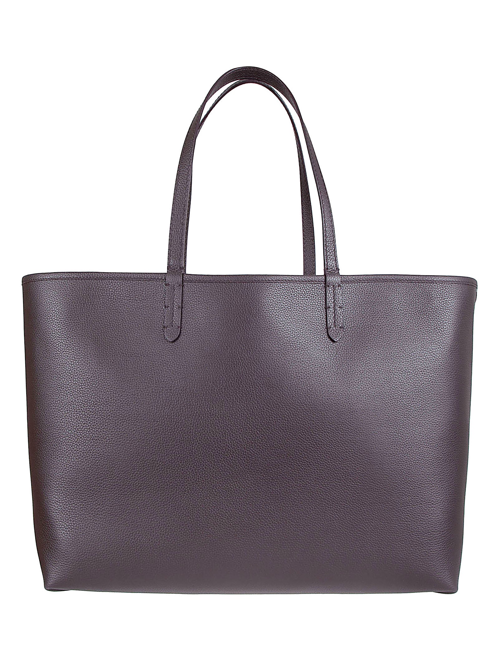 Reversible Shopping Tote in Textured Calf Grain Leather