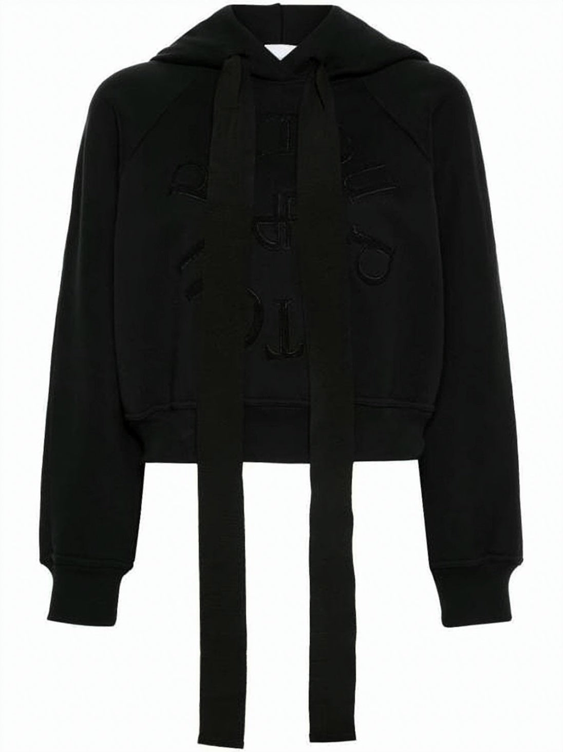 Cropped Hoodie with Bold Graphic Print and Tie Detail