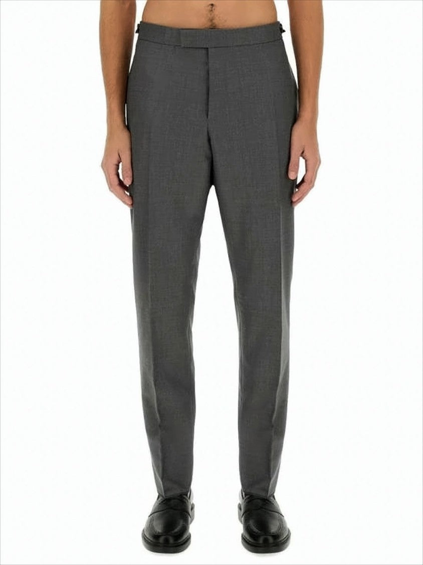 Tailored Grey Suit Pants with Subtle Stripe Detail