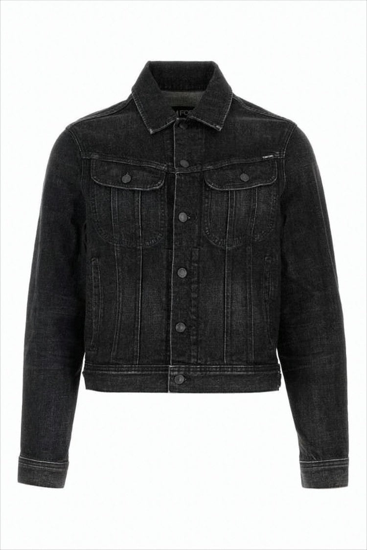 Cropped Denim Jacket with Classic Collar