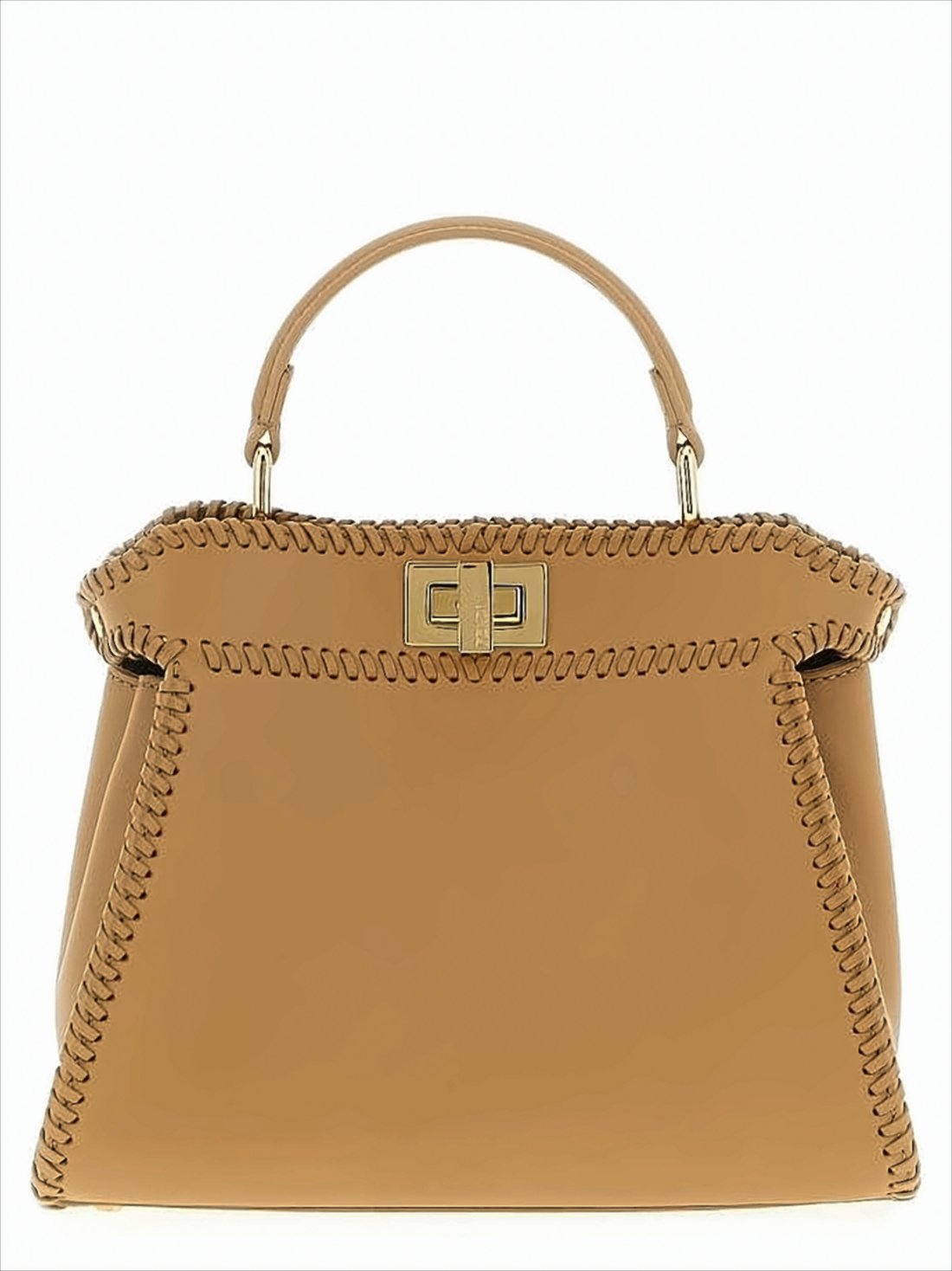 Structured Brown Leather Shoulder Bag