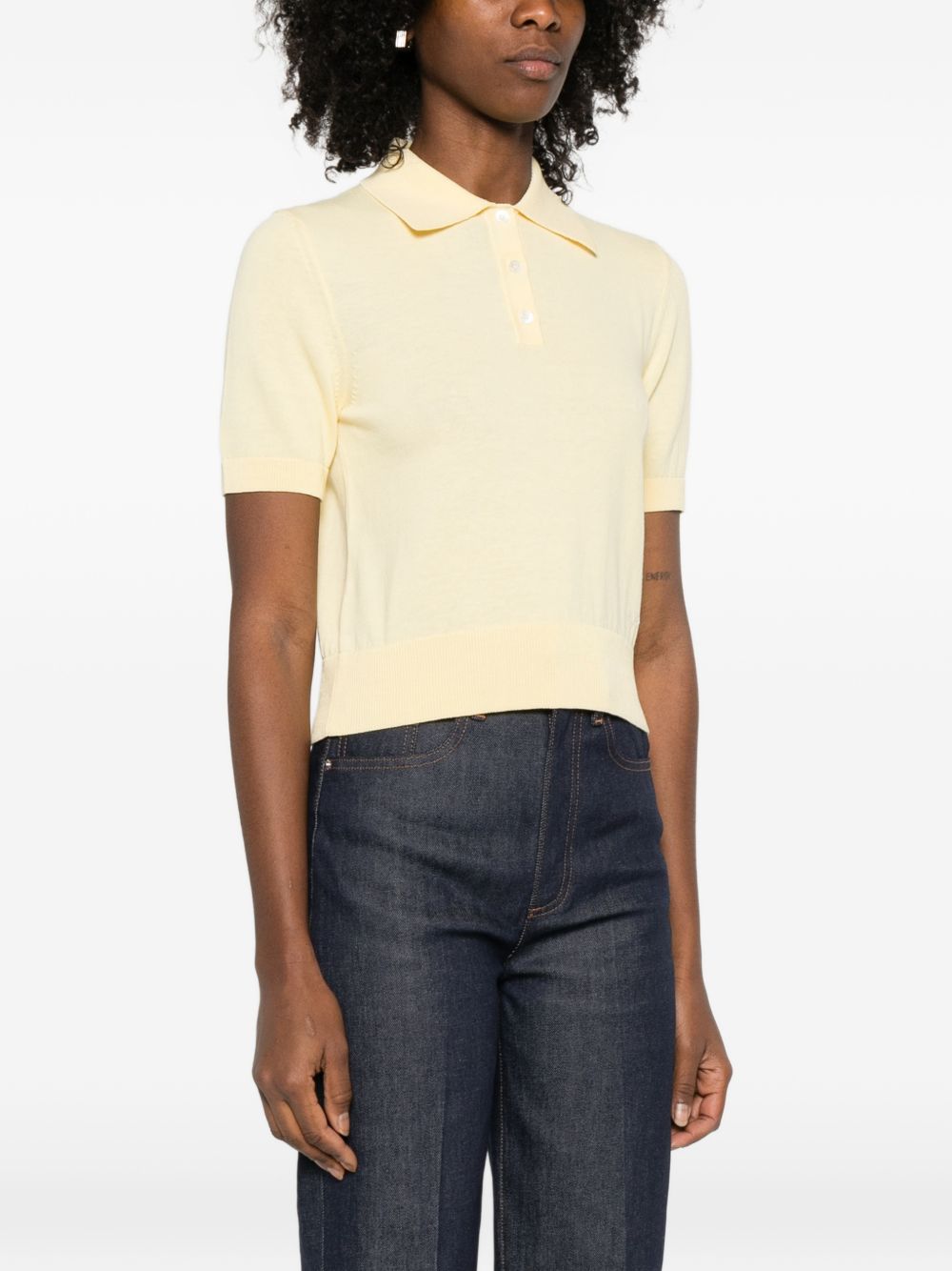 Cropped Polo Shirt with Classic Collar