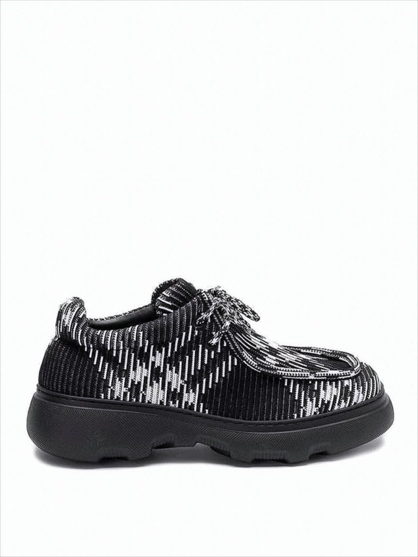 Textured Black and White Patterned Sneakers