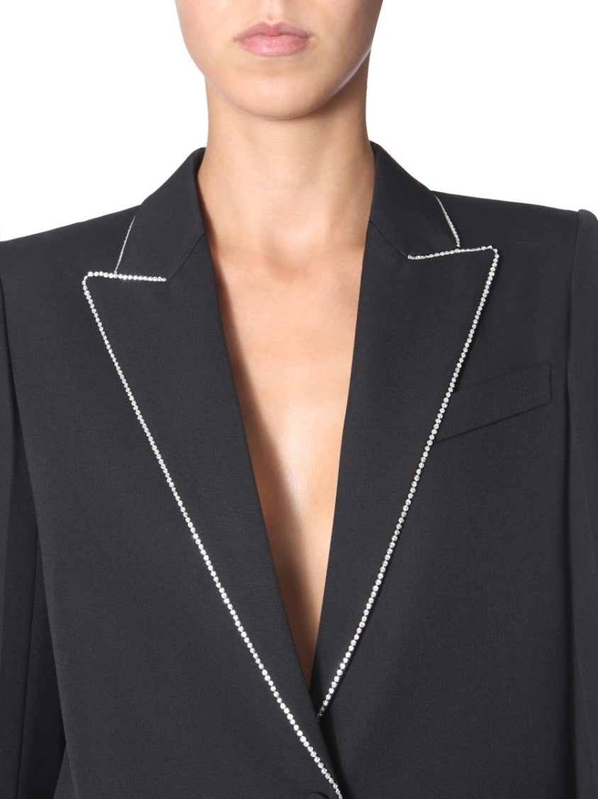 Tailored Wool Blazer With Strass Detail