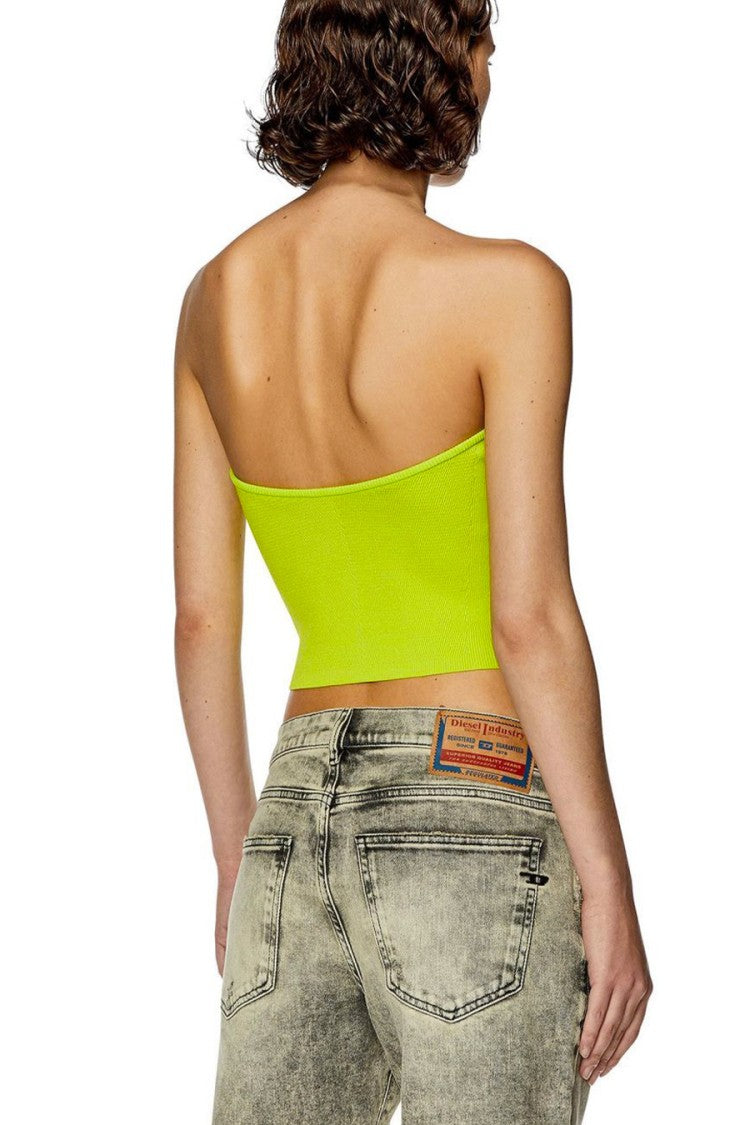 Ribbed Strapless Top With Iconic Logo Detail