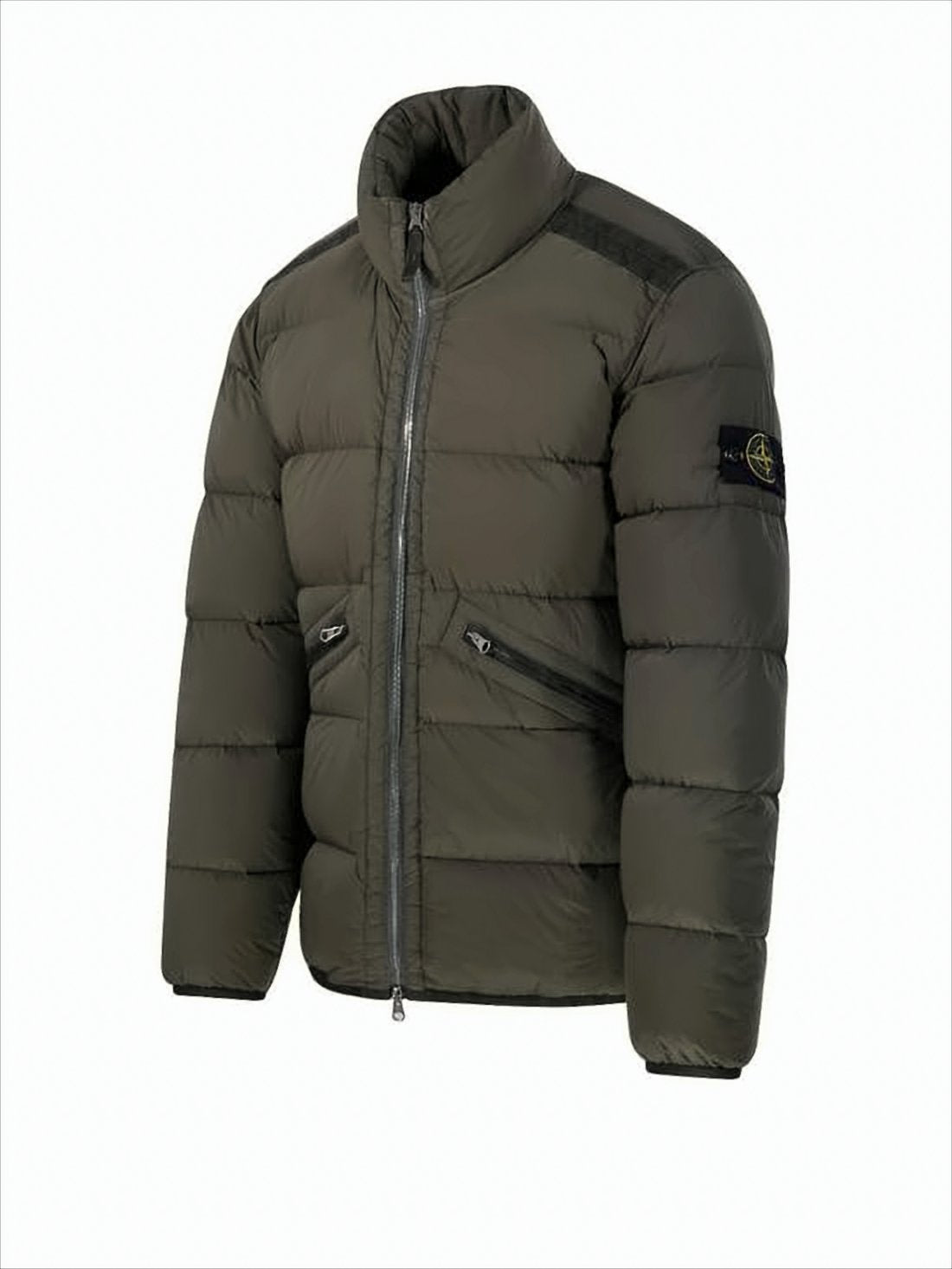 Quilted High-Collar Padded Jacket with Zippered Pockets