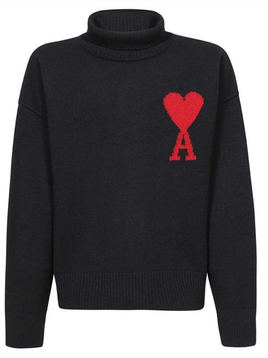 Cropped Black Wool Turtleneck Sweater