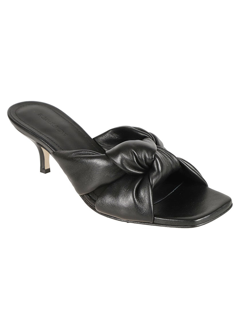 Knot-Detail Leather Sandals With Square Toe