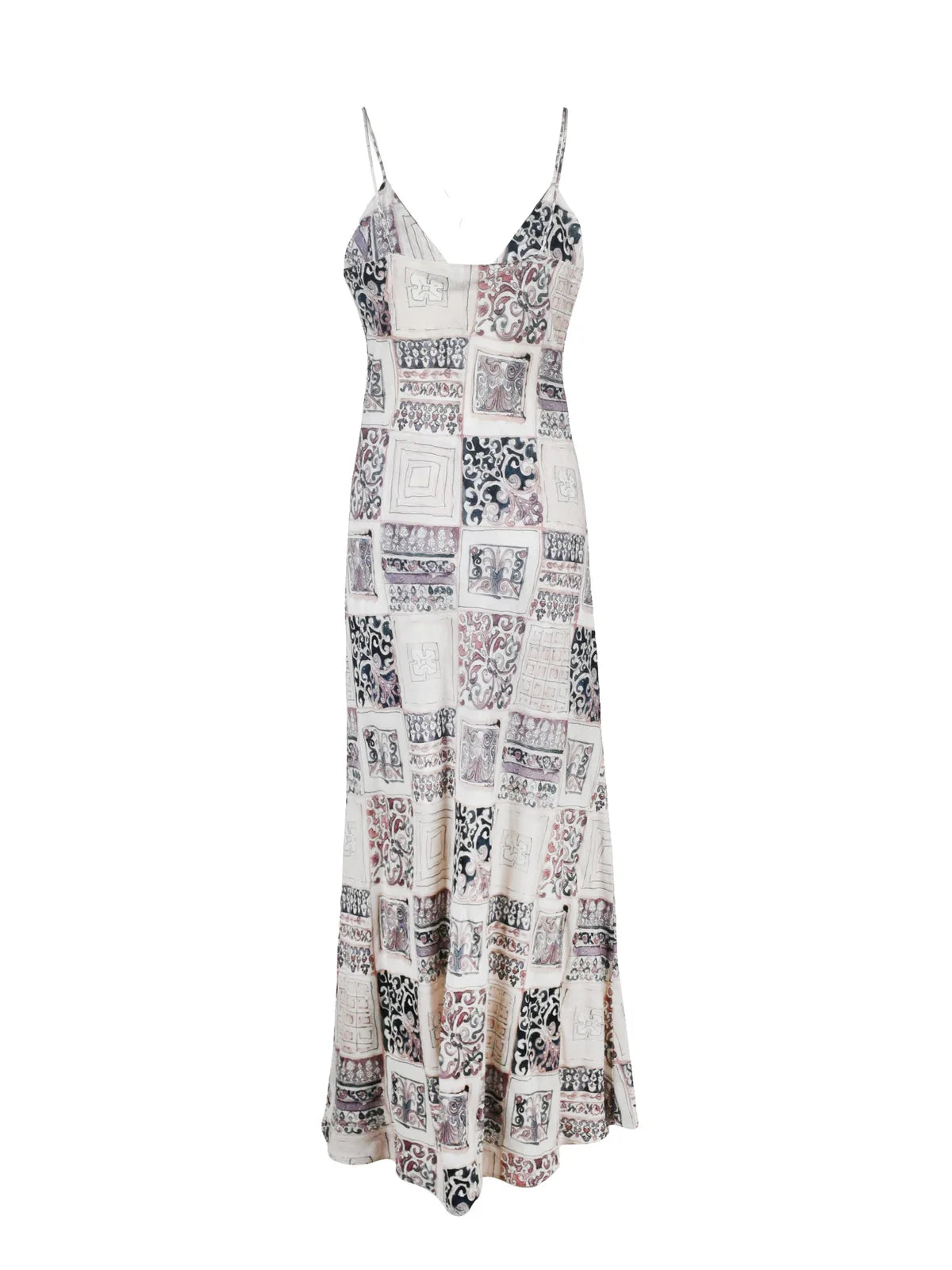 Blue Pink Long Linen Dress