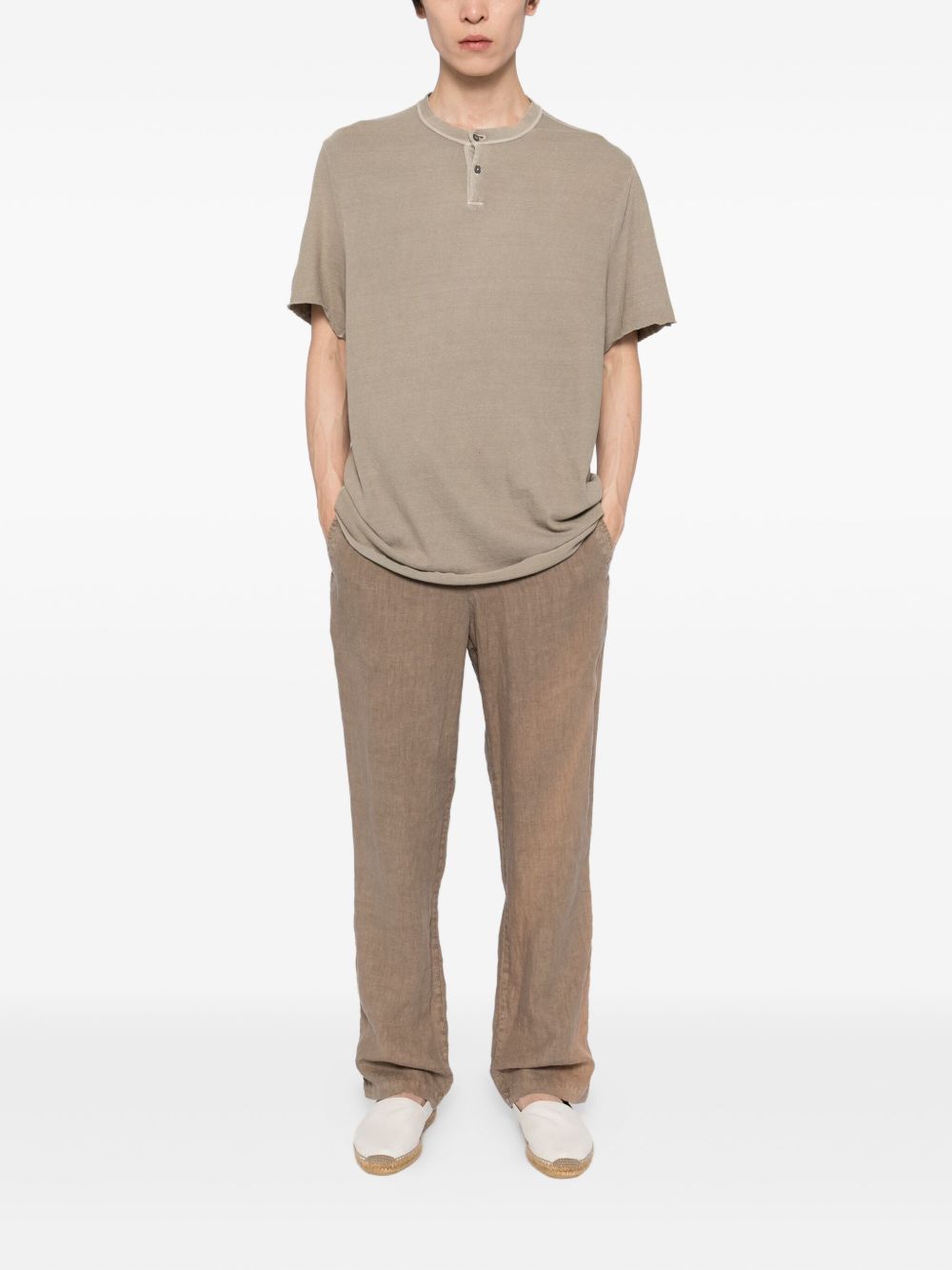 Relaxed-Fit Henley T-Shirt In Soft Slub Cotton