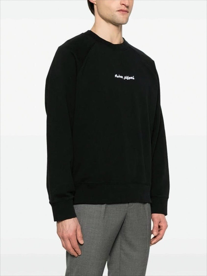 Black Long-Sleeve Sweatshirt with Embroidered Logo