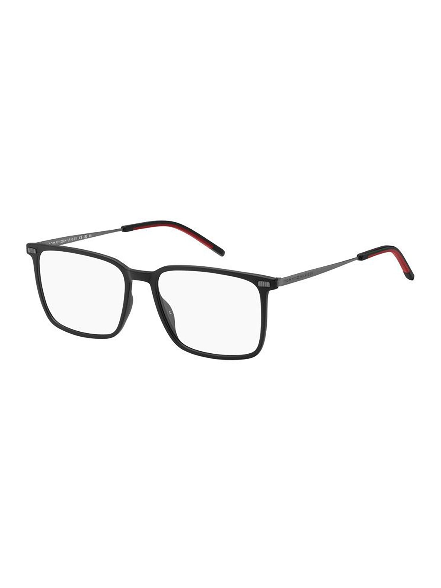 Rectangular Black Optical Frames with Subtle Red Accent