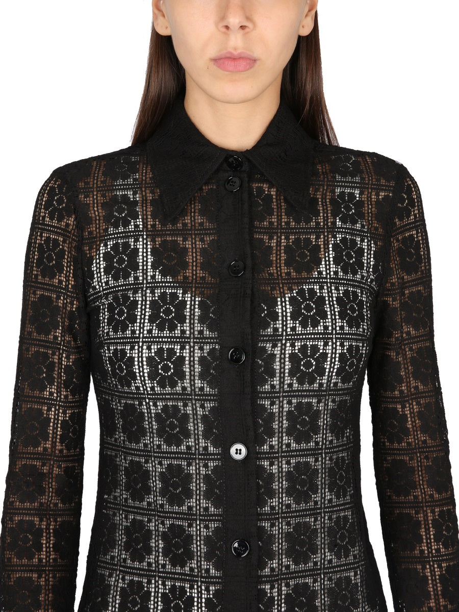 Shirt Collar Dress with Front Button Closure