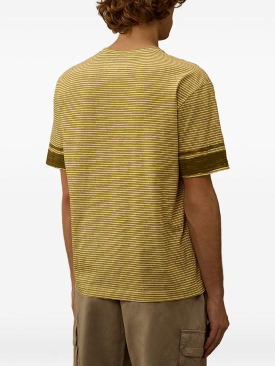 Horizontal Stripe Brown T-Shirt With Emblem Detail