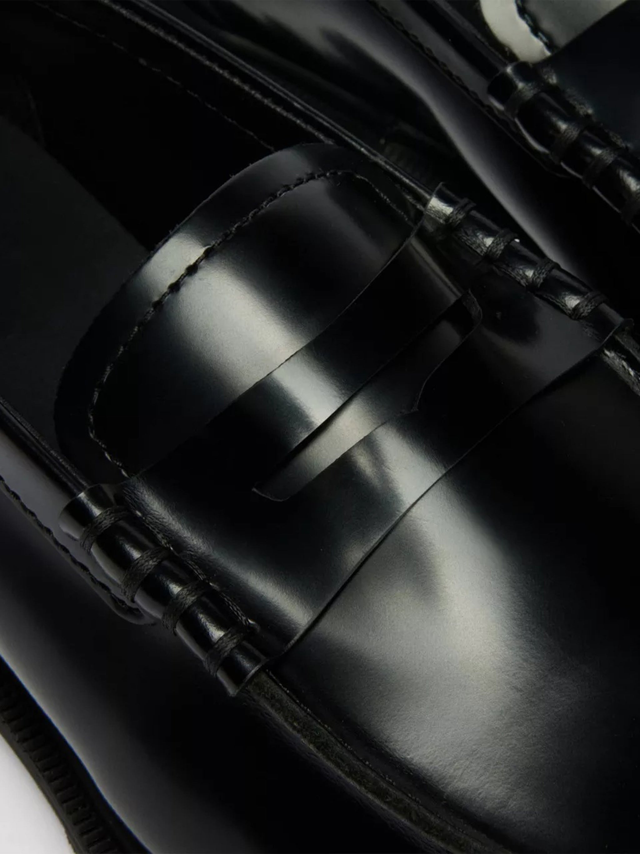 Mayfare Polished Black Leather Penny Loafers