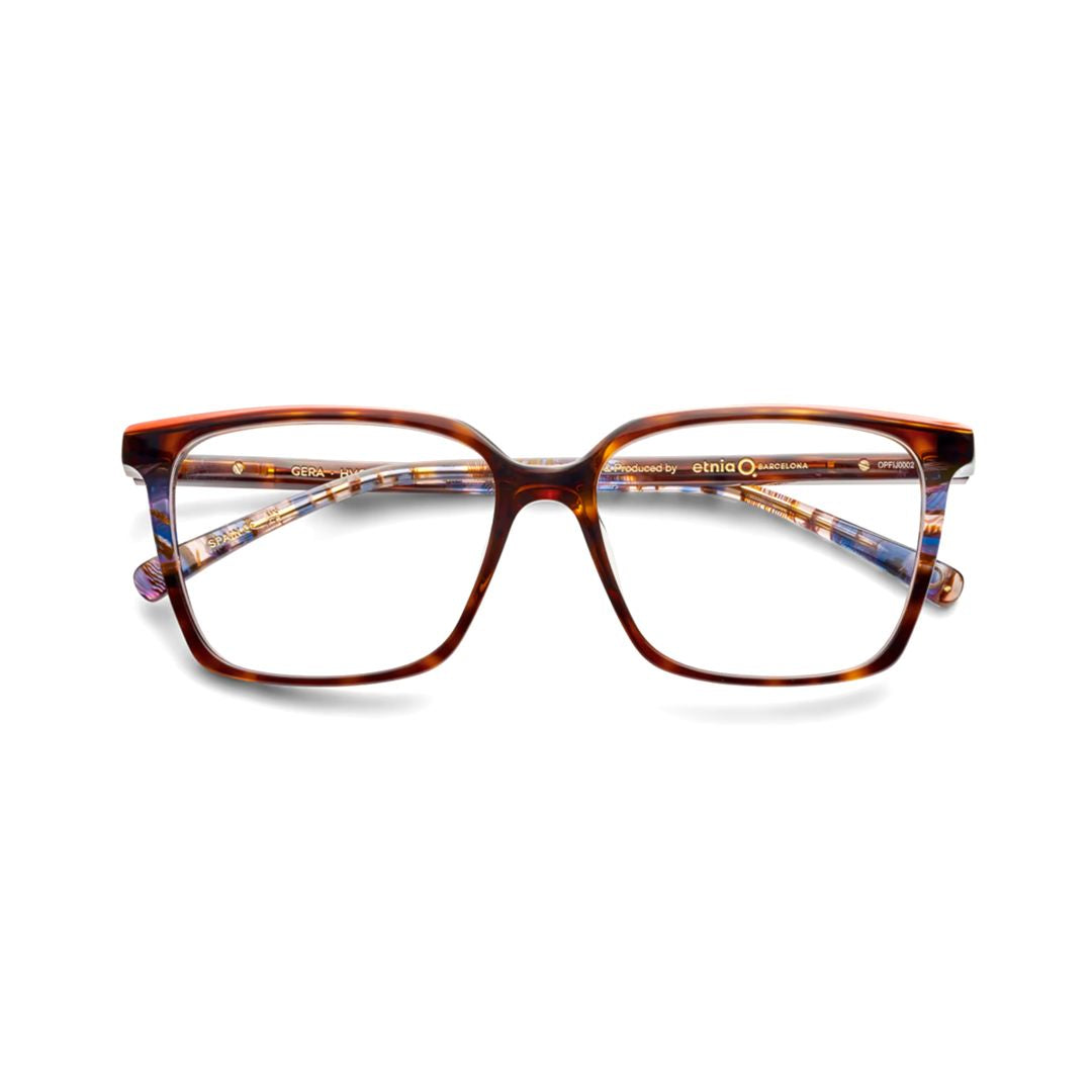 Gera Tortoiseshell Square Frame Eyeglasses with Amber Accents