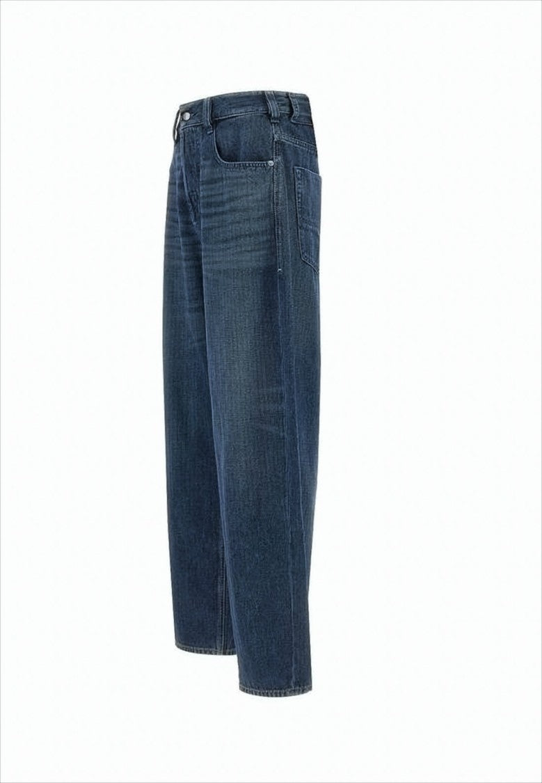 Cropped Wide-Leg Denim Pants with Classic Five-Pocket Design