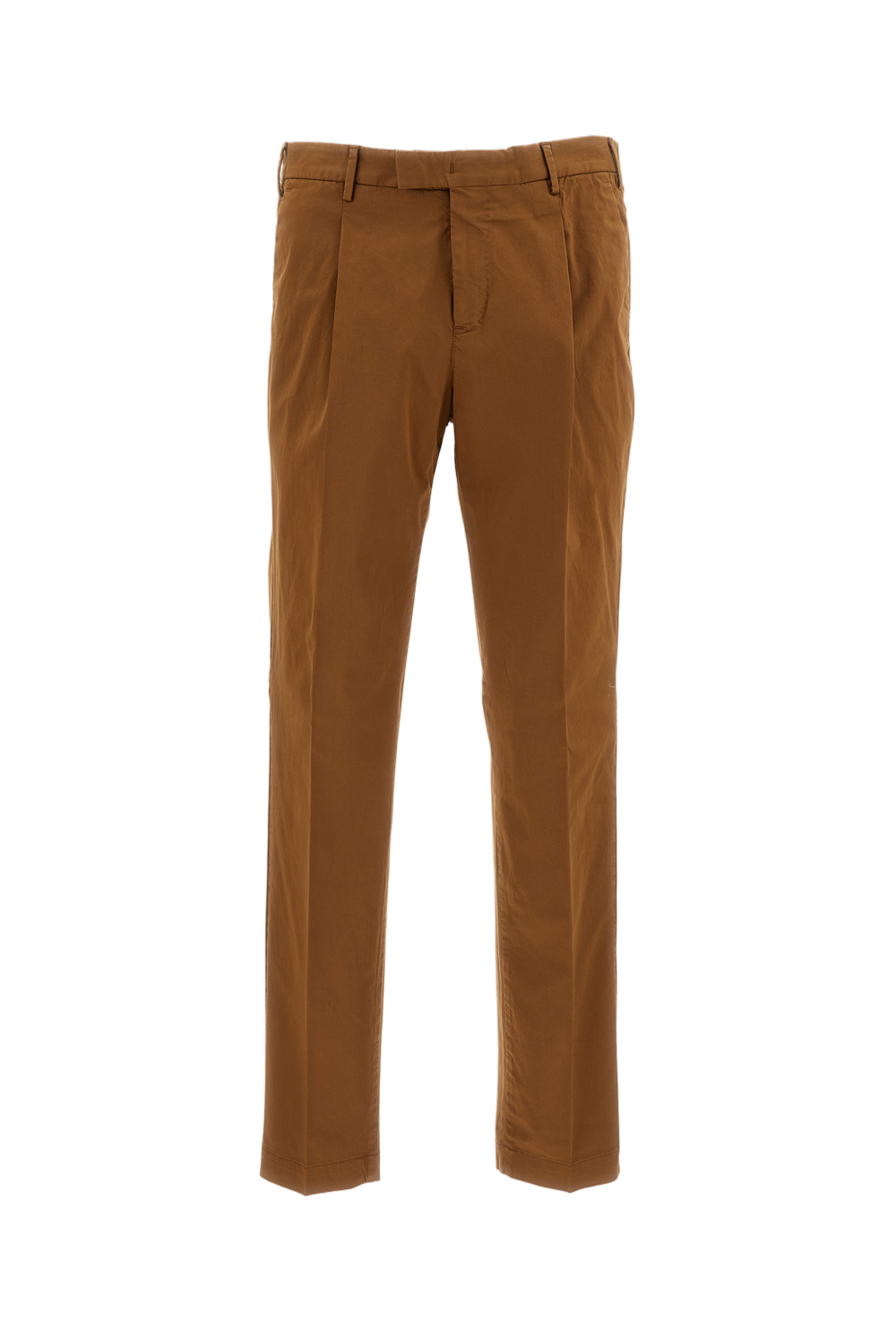 Slim-Fit Brown Trousers with Pressed Creases