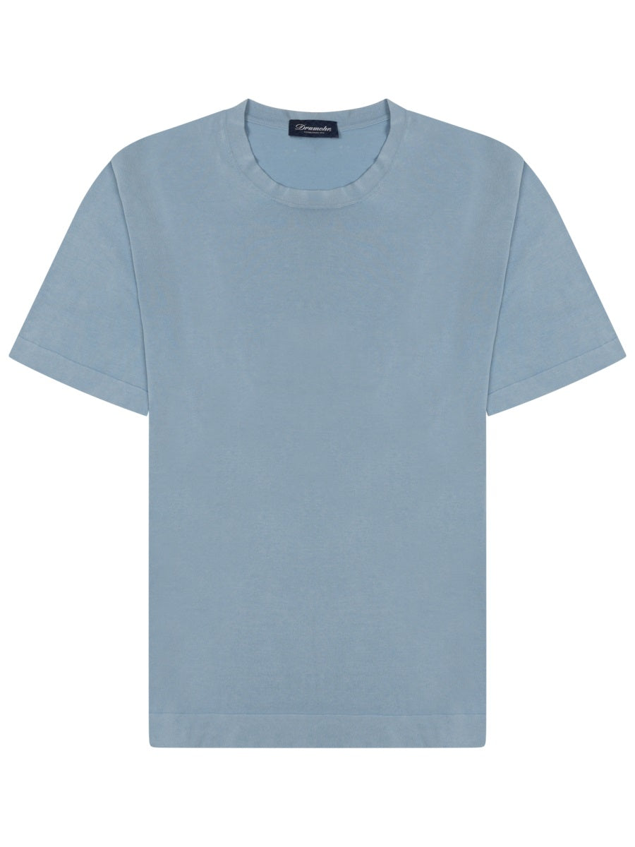 Minimalist Crew Neck T-Shirt In Muted Blue